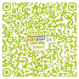 QR code containing bank account and other data needed to donate money to FnF.